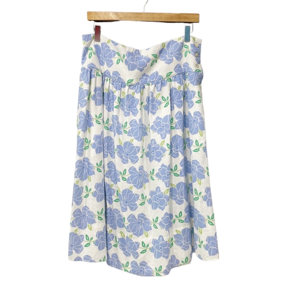 Draper James RSVP A-line Floral Midi Skirt Women’s Sz Lg Blue